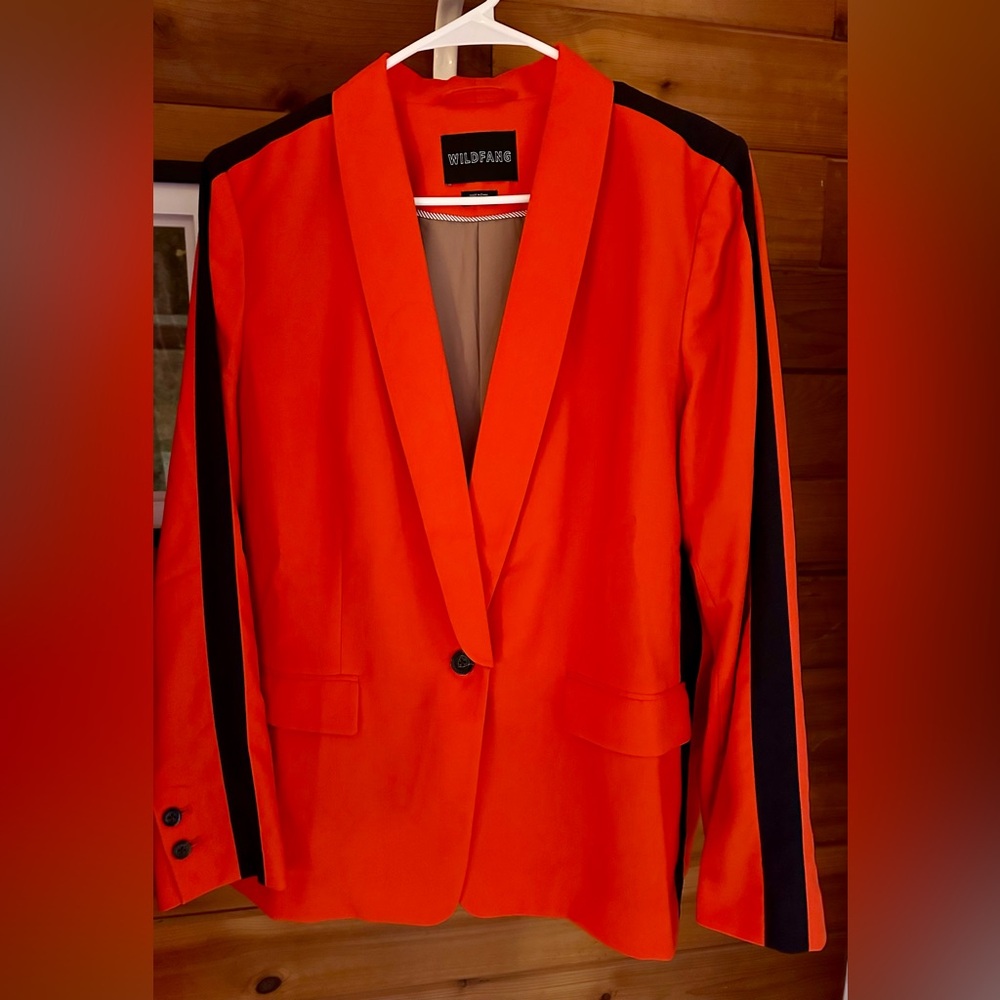 Wildfang Empower colorblock Tux blazer & Slim cropped pant Orange with black